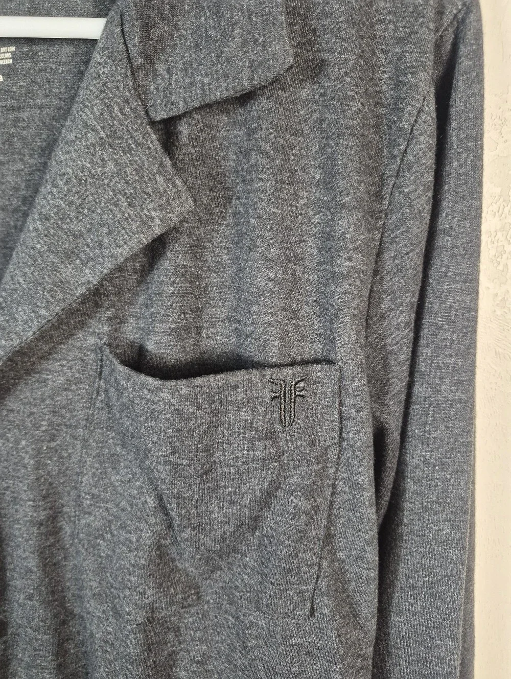 Frye Men's Notched Button Down Sleepwear Shirt Heathered Black Size Small
